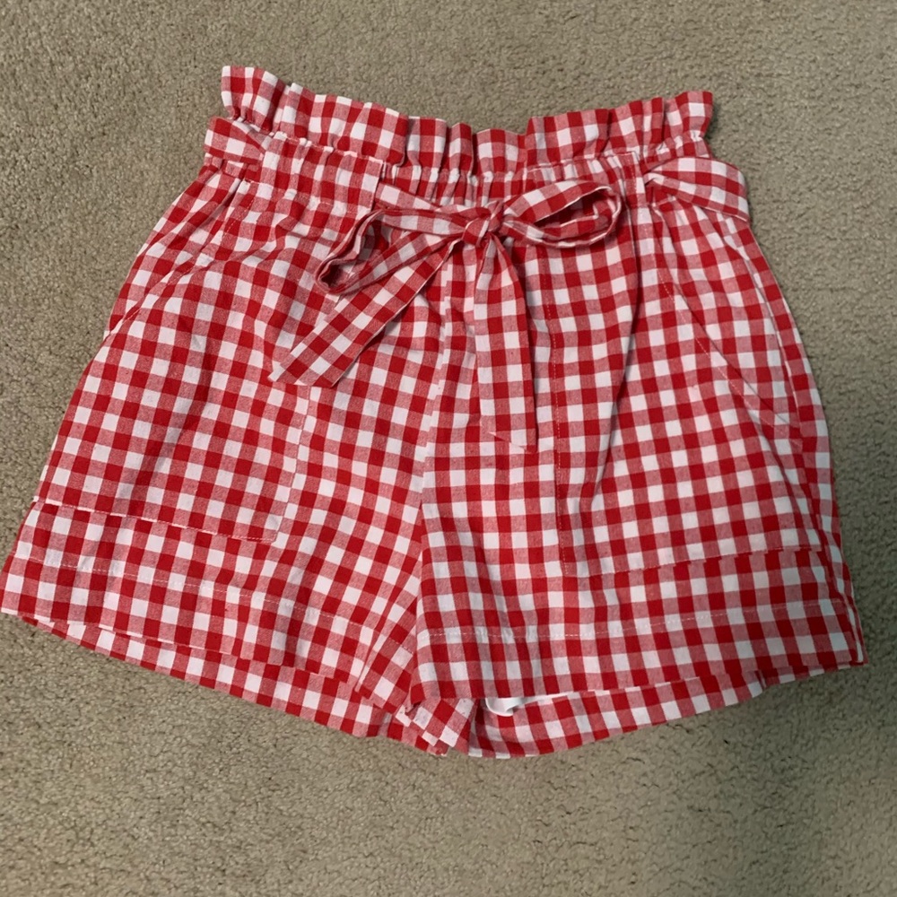 Red Gingham Paper bag shorts